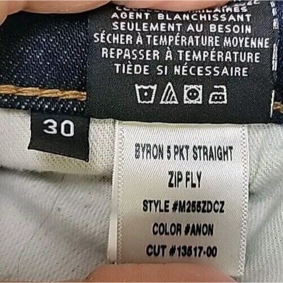Hudson Jeans Mens 30 36x28 Straight Byron 5 Point Dark Blue Stretch Low Rise - Picture 10 of 12